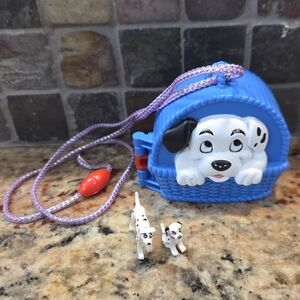 Disney 101 Dalmatians Once Upon A Time Locket Necklace W/ 2 Figures VTG 90s Toy